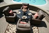 The Giovanna Collection 4-Person All Weather Wicker Patio Furniture Dining Set With Club Chairs