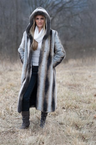 Chinchilla Hooded Full Length Coat