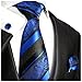 Blue and Black Silk Tie and Pocket Square . Paul Malone Red Line