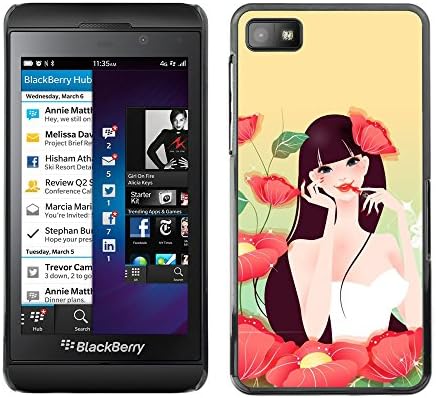 TaiTech / Hard Protective Case Cover - Girl Flowers Make Up Red Lips Sexy Nature - Blackberry Z10