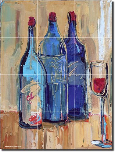 Huge Time, Huge Wine by Maya Green Tumbled Marble Tile Mural 16 x 12 Kitchen Shower Backsplash Huge Time, Huge Wine by Maya Green Tumbled Marble Tile Mural 16 x 12 Kitchen Shower Backsplash, tumbled tiles