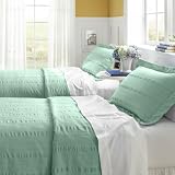 Year-round Seersucker Bedspread / Only Queen, Aqua Blue, Queen