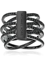 Michael Kors Gunmetal Black Pave Criss Cross Ring