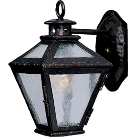 Maxim Lighting 30243CDCF Cabo Light 11-Inch Outdoor Wall Lantern, Without Decorative Arm, Country Forge Finish with Seeded Glass