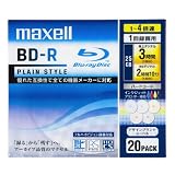 maxell 録画用 BD-R 片面1層 25GB 4倍速対応 カラーMIX インクジェットプリンタ対応(ワイド印刷)  20枚 5mmケース入 BR25VPLWPMB.20S