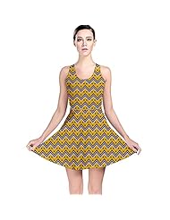 Polyester/Spandex Chevron Print Vintage Stretchy Skater Dress 