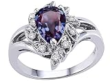 1.34 cts Lab Created Alexandrite and Genuine Diamond Ring - 14kt White or Yellow Gold