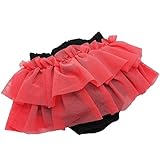 やわらかチュールスカート ブルマ スカート Wフリル ブラック地 (ホットピンクチュール)