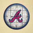 Atlanta Braves 12in Art Glass Clock MLB Baseball Fan Shop Sports Team Merchandise