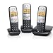 Gigaset A400 Trio Schnurlostelefon mit 2 zus�tzlichen Mobilteilen (4.32 cm (1.7 Zoll) Grafik-Display, Freisprechfunktion) schwarz
