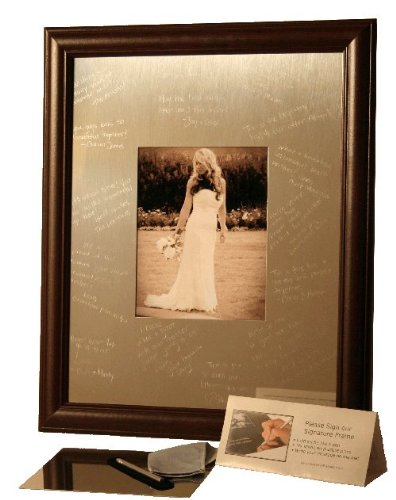 EngraveFrames Engravable Signature Frame and Mat 16x20 Cherry Frame and Silver Mat