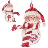 Philadelphia Phillies MLB Striped Acrylic Snowman Ornament (3)