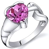 Love Knot Style 2.50 carats Pink Sapphire Ring in Sterling Silver Rhodium Finish Available in Sizes 5 thru 9