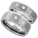 Tungsten His (8mm) & Hers (6mm) 3-Stone Comfort Fit Wedding Band Set