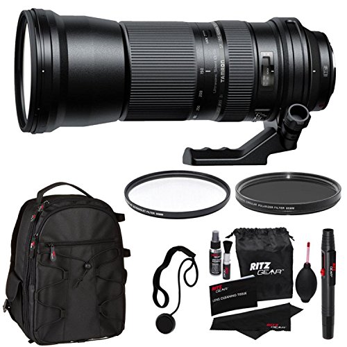 Tamron SP 150-600mm AFA011N700 F/5-6.3 Di VC USD Zoom Lens for Nikon Cameras + Padded Backpack + Polaroid 95mm UV Filter & Circular Polarizer Filter Kit + Cleaning Kit + Cap Keeper Accessory Bundle