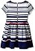 My Michelle Girls' Big Striped Skater Dress with Contrasting Side Panels Skirt Hem and Piping