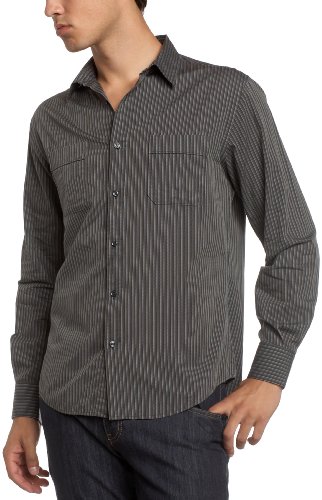Perry Ellis Men’s Fine Twist Stripe Shirt,Riparian