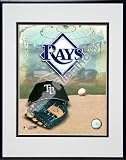 2008 Tampa Bay Rays Team Logo Double Matted 8Ó x 10Ó Photograph in Black Anodized Aluminum Frame