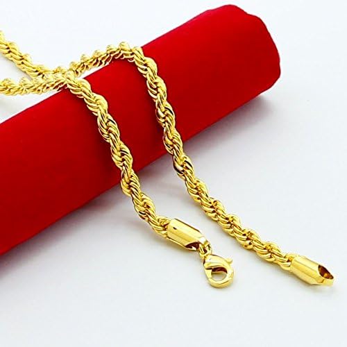 ATJC Mens 14K Yellow Gold Filled 5mm Rope Chain Necklace, 24" Inches