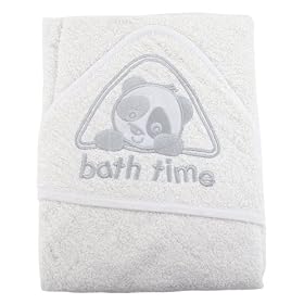 Baby Unisex Panda Bath Time Hooded Bathrobe 100% Cotton Bath Towel (75cm x 75cm) (White)