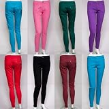 Origin Fashion Womens Coloured Zip Laced Design Slim Fit Cigarette Trousers Denim Skinny Jeans Jeggings Black Dark Red Green Pink Purple Turquoise Blue Colour UK Size 6 8 10 12 14 16