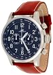 Adee Kaye Men's Leather Strap Chronograph Watch Model AK201-1M (Blue Dial)