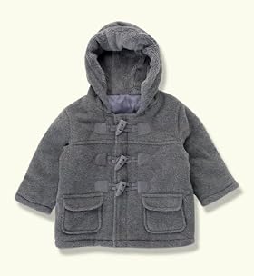 Hooded Faux Fur Trim Duffle Fleece Coat