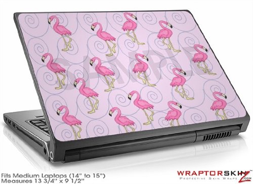 51atPuzrC4L Medium Laptop Skin Flamingos on Pink