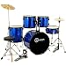 New Drum Set Full Size Adult 5-piece Complete Metallic Blue with Cymbals Stands Stool Sticks
