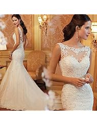 Sexy Organza/Satin Halter Mermaid Belted Lace Wedding Dress 