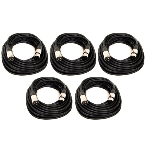 GLS Audio 50ft Mic Cable Patch Cords XLR Male to XLR Female Black
