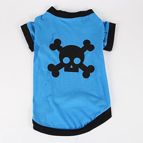 Commoditier(TM) Pet Dog Cat Cute Pirate Symbol Puppy T-Shirt Small Dog Apparel Dress Size X-Small - Blue Color --- DESIGNED FOR SMALL BREED DOGS