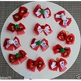 30 Dog Hair Bows - Christmas Collection Organza Red Base Multi Layers- Wholesale lot for Groomers - Handmade
