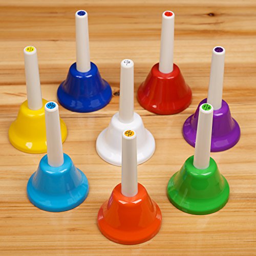 Hand Bell Set 8 Note Diatonic Metal Bells With Song Sheet Musical Instrument for Children by