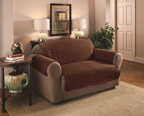 Quilted MicroSuede Super Soft Furniture Protector Slipcover (Loveseat, Brown)