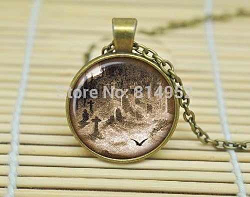 VintaStore Art Glass Necklace Edgar Allan Poe Necklace Edgar Allan Poe Qoutes Books Pendant Jewelry A1626