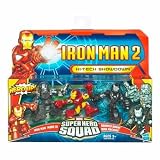 Iron Man 2 Super Hero Squad Mini Figure 3Pack HiTech Showdown Mark VI, War Machine DroneIMAGE