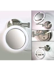 Zadro 10X - 1X Dimmable Sunlight Wall Mount Surround Mirror Satin Nickel