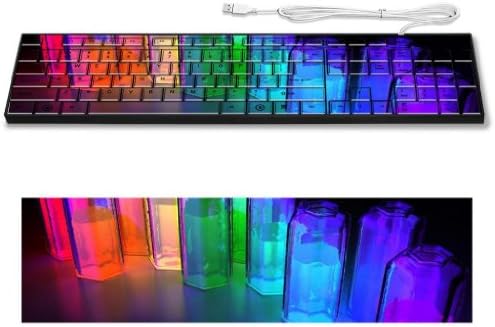 Glass bottle Neon Rainbow Colors Keyboard Customized Made to Order Support Ready 16 7/8 inch (430mm) x 4 7/8 inch (125mm) x 15/16 inch (25mm) High Quality Liil Key board Boards desktop laptop Key_board comfortable computer accessories cute gaming gear