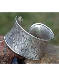 Sterling silver cuff bracelet, Sunflower - Hill Tribe Sterling Silver Cuff Bracelet