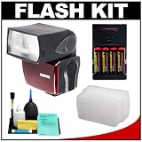 Sunpak PF30X/DigiFlash2800 Electronic Flash Unit (Nikon i-TTL) with STO-Fen Diffuser + (4) AA Batteries & Charger + Cleaning Kit for Nikon D40, D60, D3000, D3100, D5000, D5100, D7000, D300s, D3 & D3s Digital SLR Cameras