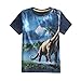 Coralup Boys Lifelike 3D Print Dinosaur Short Sleeve T-Shirts Tops 4Y-10Y