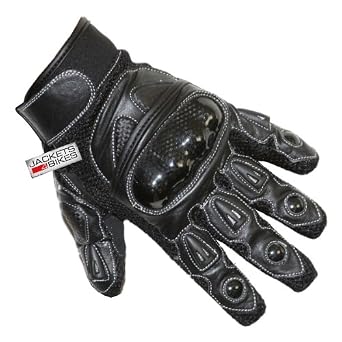 MOTORCYCLE-BIKER-GLOVES-CARBON-KEVLAR-LEATHER-BLACK