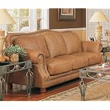 Caramel Color 100% Genuine Leather Sofa Couch Chair with Nail Head