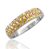 14k White Gold Orange Yellow Sapphire Color Gem Stone Ring Band, TW: 1.10 carat