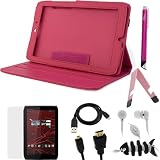 GTMax 8 Items Accessories Rotation PU Leather Stand Case Bundle kit for Motorola Xoom 2 Media Edition 8.2 Inch Android Tablet
