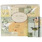 Birds and Nests Combination set: Elastic bound notebook and tabbed file folders