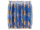 Beachcombers! Ethnic Glass Indian Wedding Bridal Bollywood Bangles Belly Dance Bracelets Set Blue