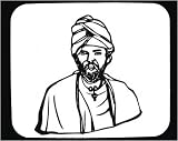 Mouse Pad with Poland, beard, man, black and white, robe, turban, Europe, traditional dress, bust