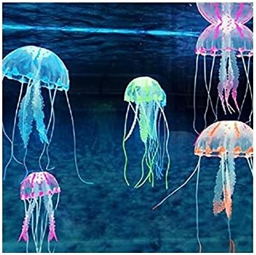 Packed of 5 Pcs Assorted Glowing Effect Artificial Fake Jellyfish for Fish Tank Decoration Ornament